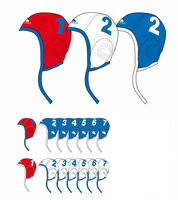 Voordeelbundel (14 stuks) Turbo waterpolo cap team set classic (wit en blauw nummers 1 t/m 7)