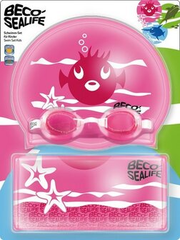 BECO Sealife, zwembril setje 2, zwembril, badmuts en tasje, roze