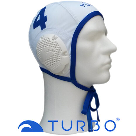 special made Turbo Waterpolo Cap (size m/l) Professional wit nummer 4