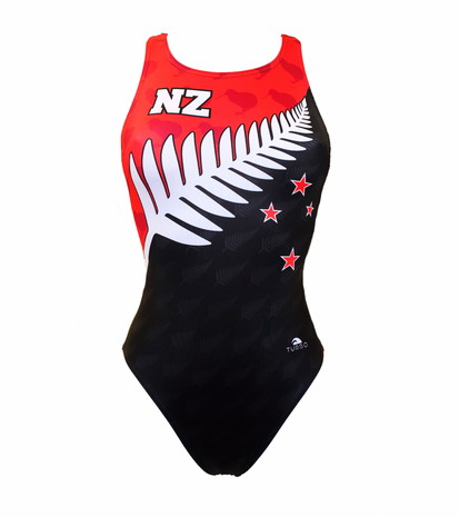 Vestiging Maand Deens Special Made* Turbo Sportbadpak NZ Flag (levertijd 6 tot 8 weken) -  Waterpolokleding.nl