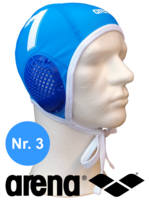 Arena waterpolo cap (size m/l) blauw nummer 3